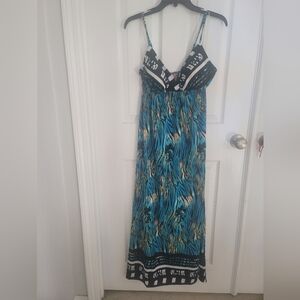 Blue and Black Women's Sleepwear Dress